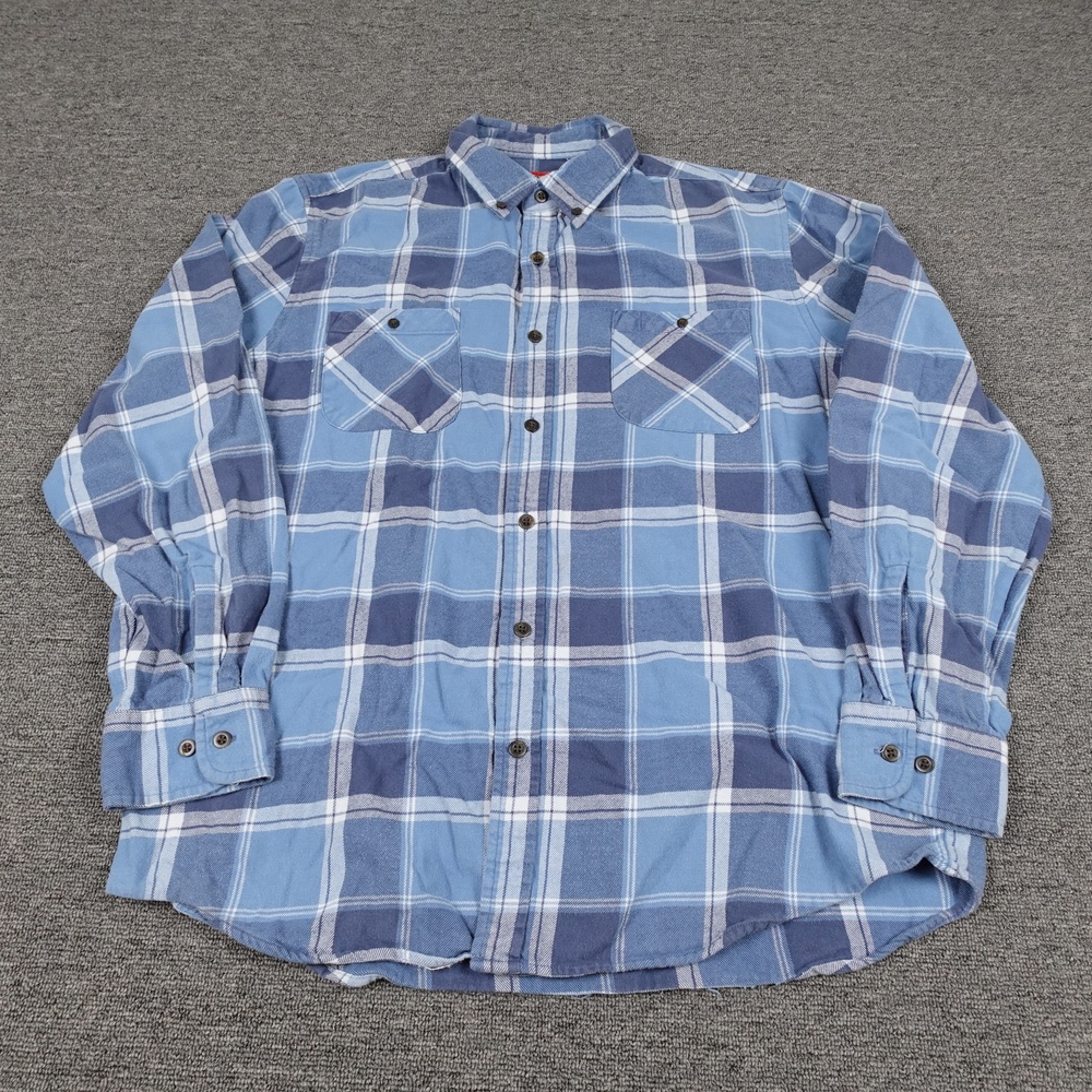 Big Mac Shirt Mens Large Blue Plaid Flannel Long Sleeve Button Up Workwear